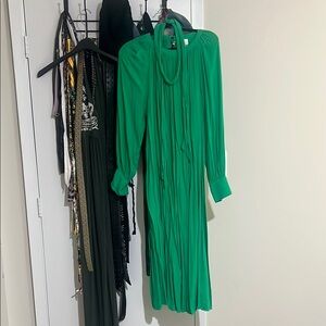H&M Green Sheath Dress with Bishop Sleeves